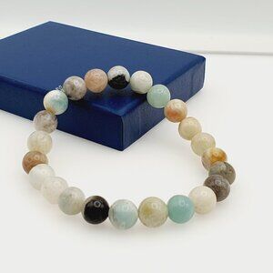 Natural Amazonite Multi-Color Bead Bracelet, AZFA1077